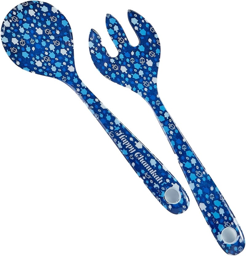 Rite Lite Hanukkah Salad Server Gift Set - Fork & Spoon Melamine Chanukah Mosaic Design Elegant Jewish Holiday Party Hostess Gifts Party Favors Cooking Kitchen Accessories Festival of Lights - Image 4